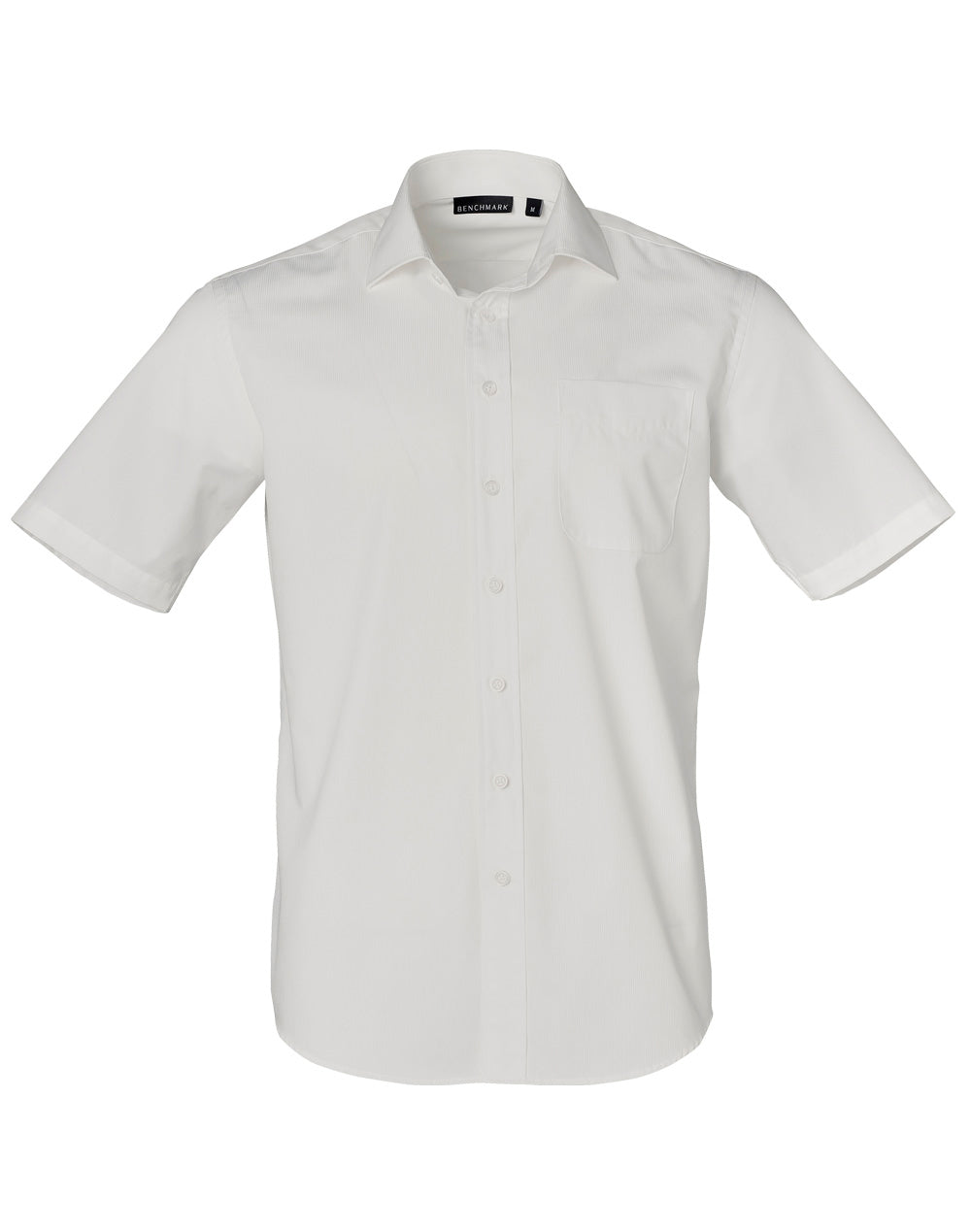 Men's Dobby Striped Taped S/S Shirt - M7110S - White