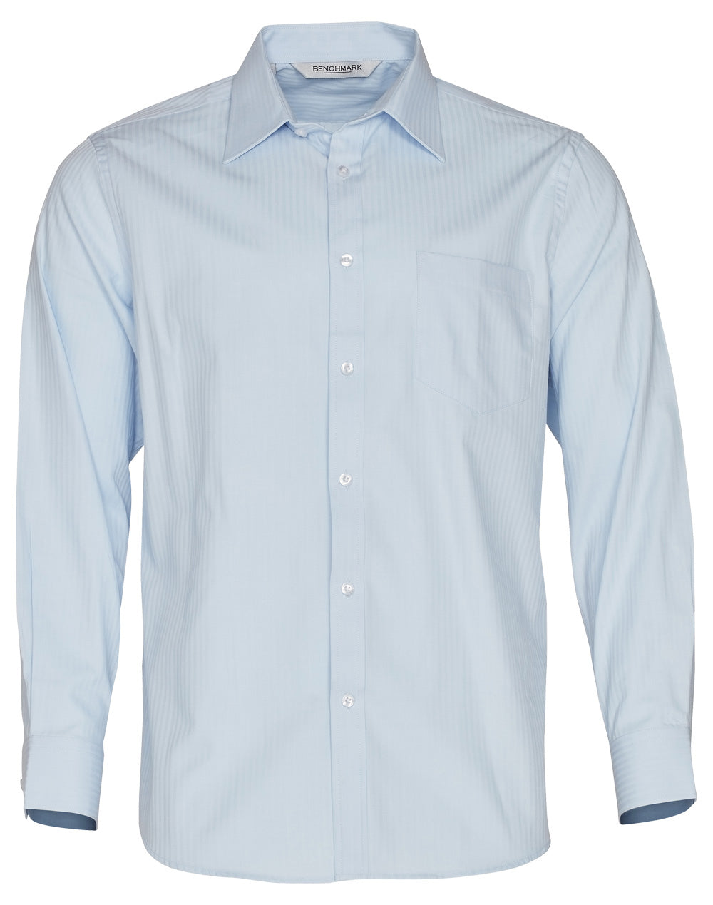 Men's Mini Herringbone Long Sleeve Shirt - M7112 - Pale Blue