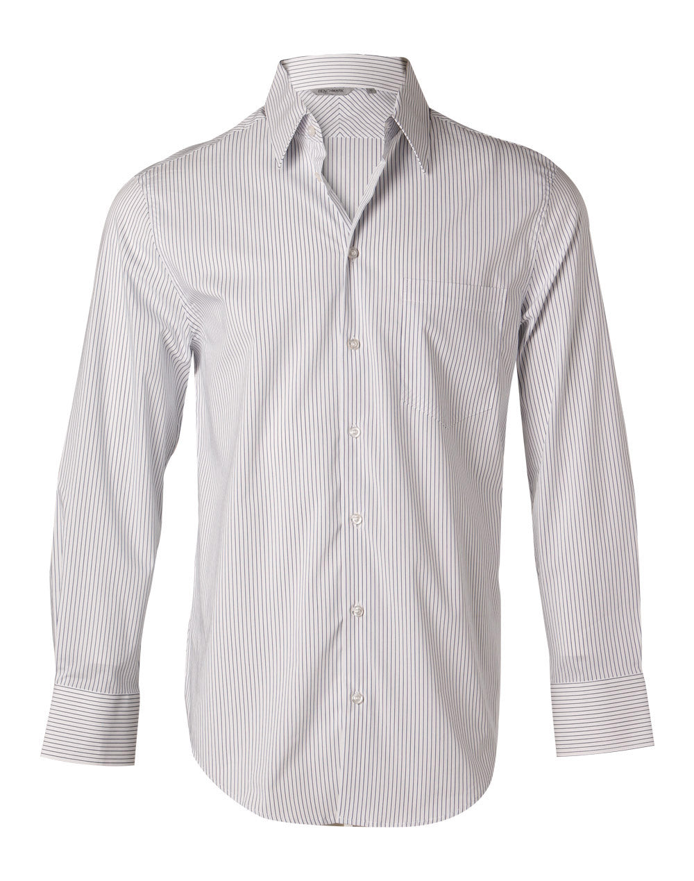 Men's Ticking Stripe L/S Shirt - M7200L - White / Blue