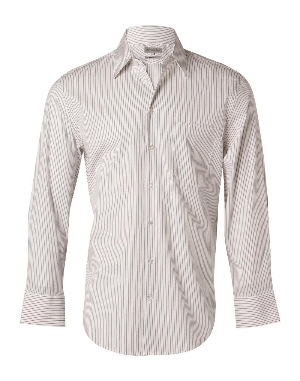Men's Ticking Stripe L/S Shirt - M7200L - White / Grey