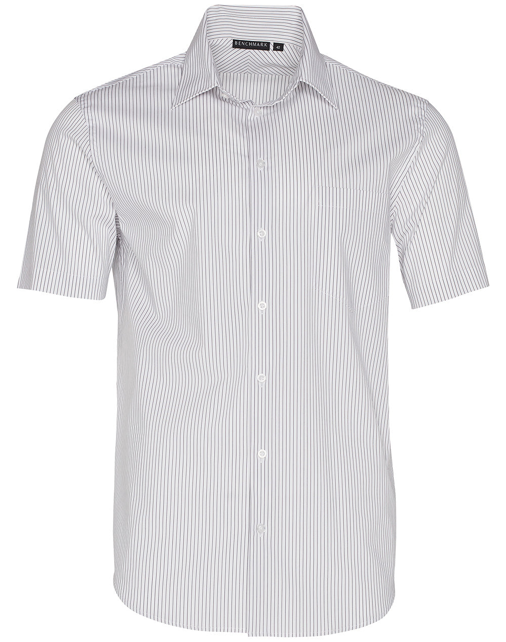 Men's Ticking Stripe S/S Shirt - M7200S - White / Grey