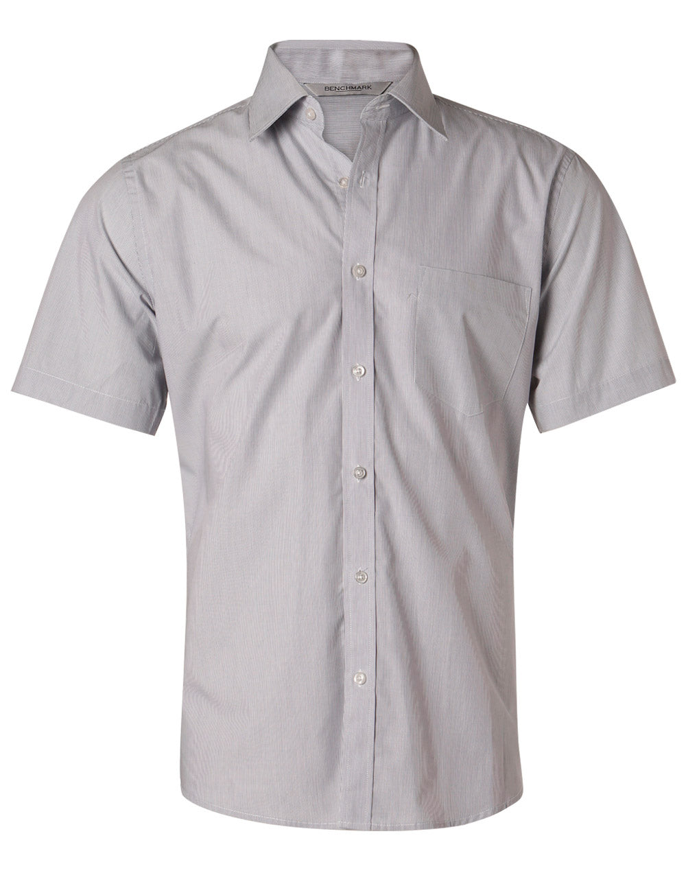 Men's Fine Stripe S/S Shirt - M7211 - Silver Grey