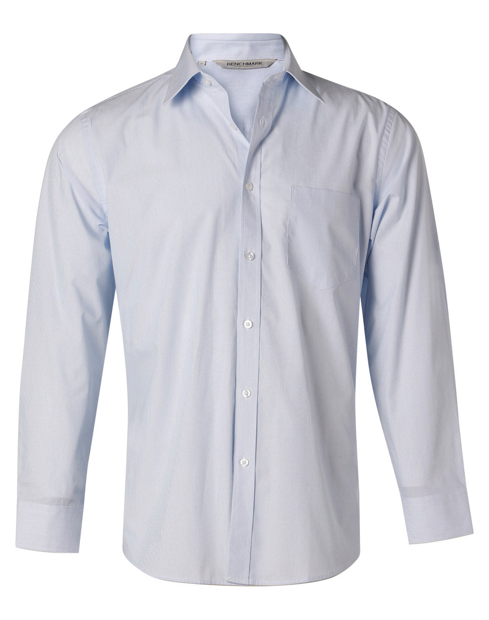 Men's Fine Stripe Long Sleeve Shirt - M7212 - Pale Blue