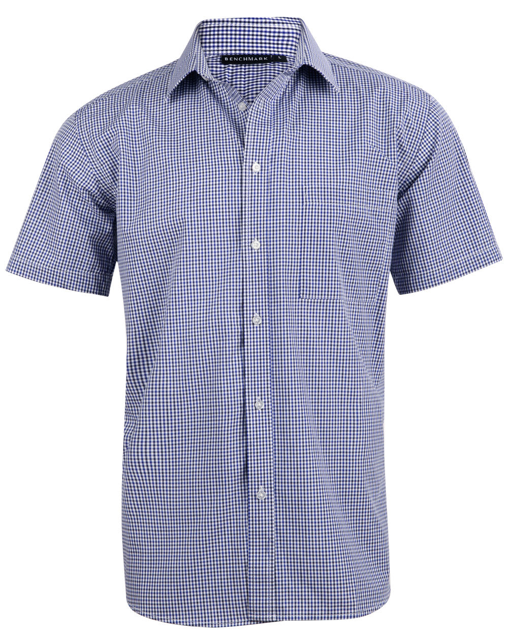 Men's Two Tone Check S/S Shirt - M7320S - Black / White / Navy
