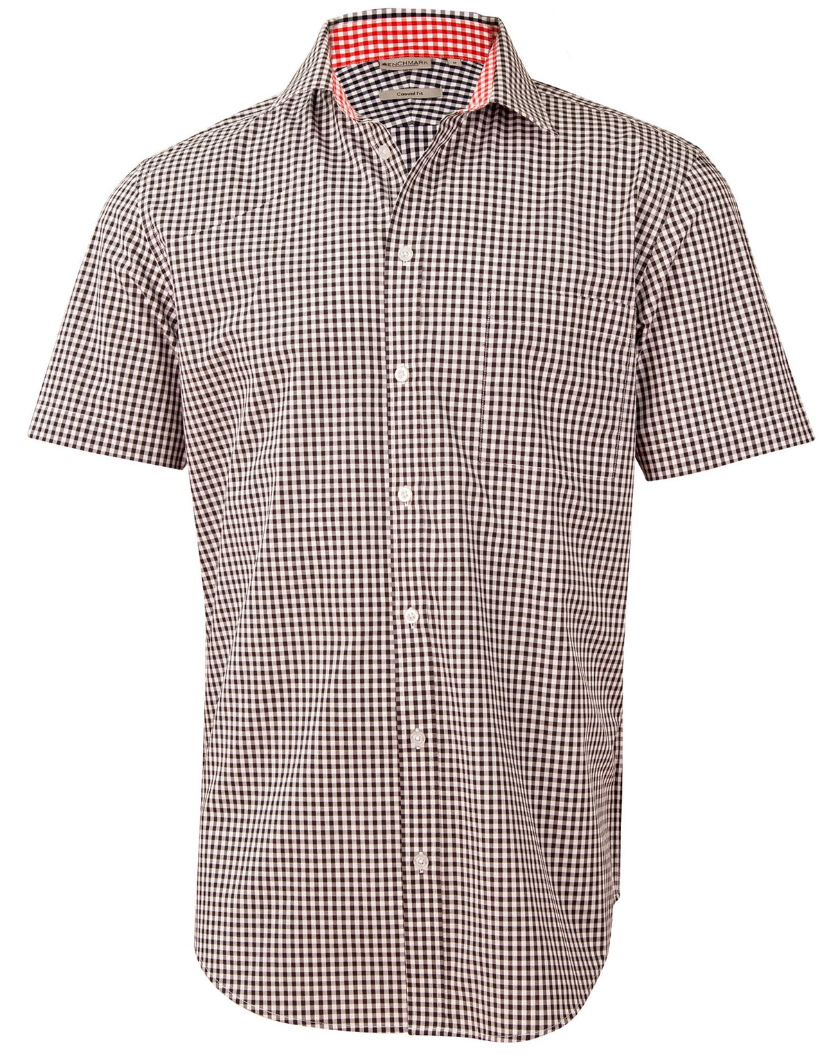 Men's Gingham Check S/S Shirt - M7330S - Black / White