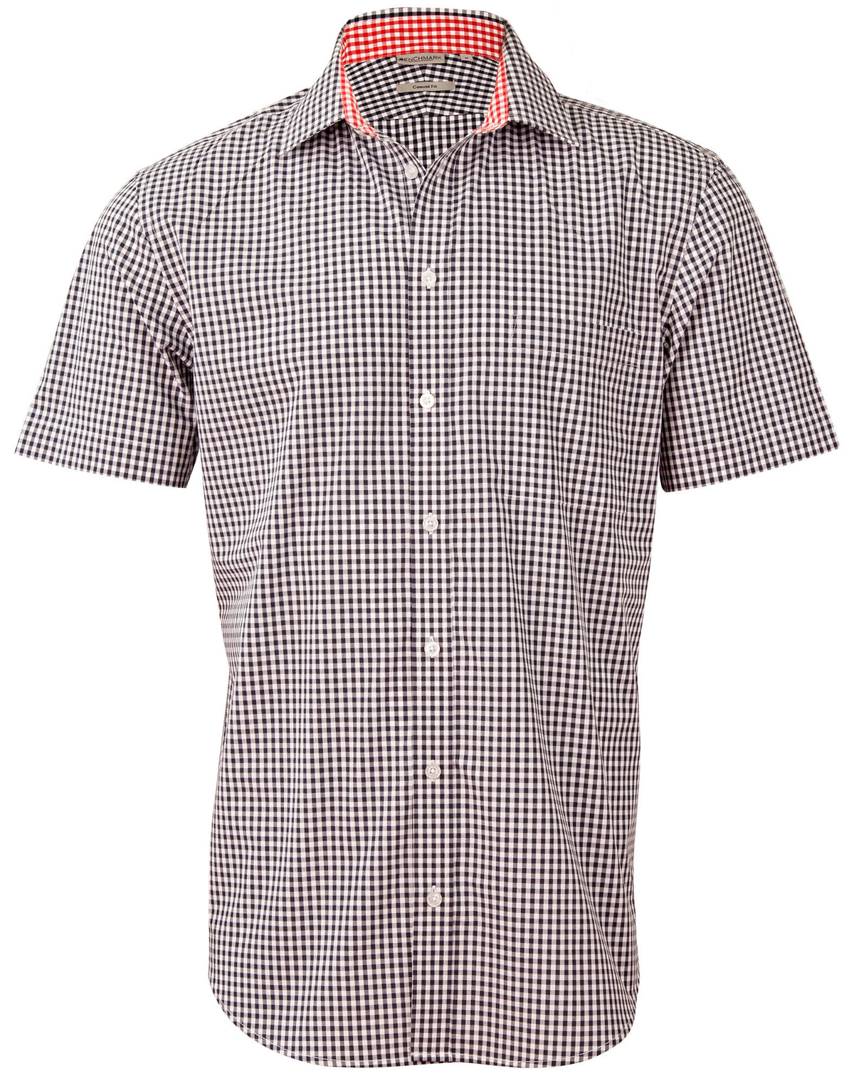 Men's Gingham Check S/S Shirt - M7330S - Navy / White