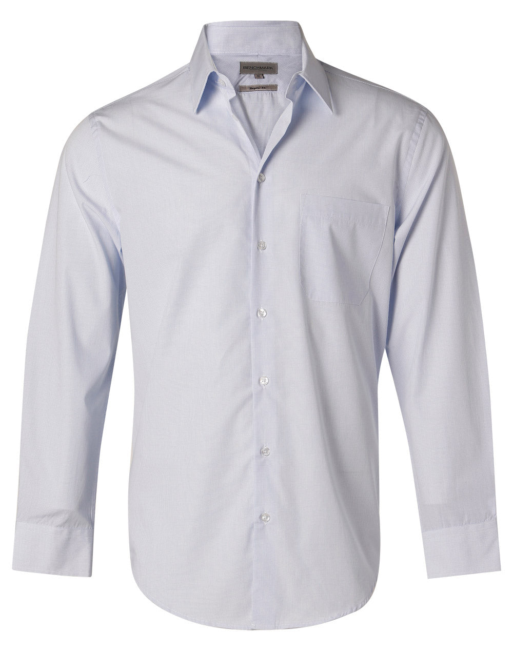 Men's Mini Check L/S Shirt - M7360L - Pale Blue