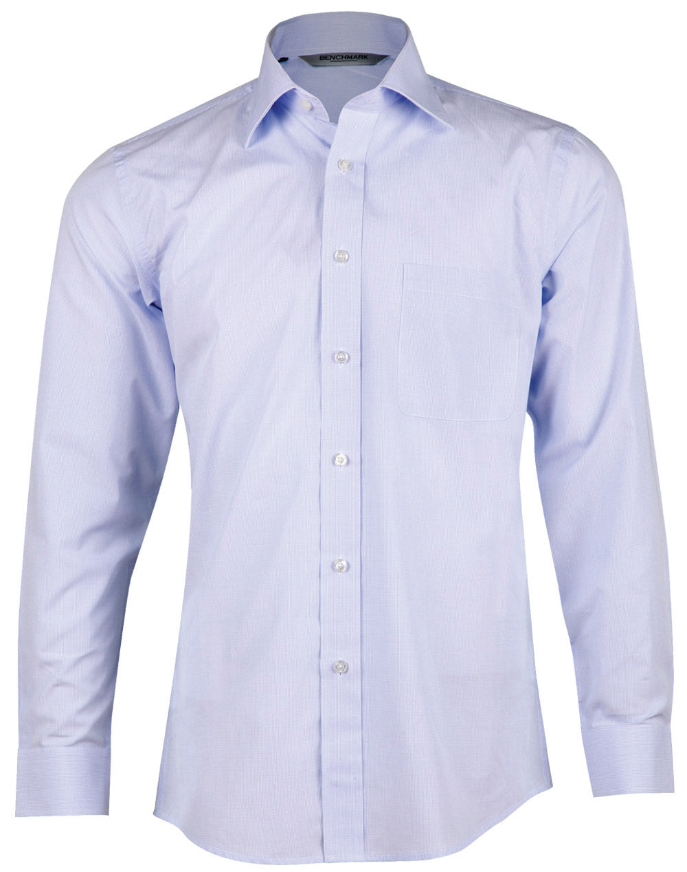 Men's Mini Check Premium Cotton Long Sleeve Shirt - M7362 - Pale Blue