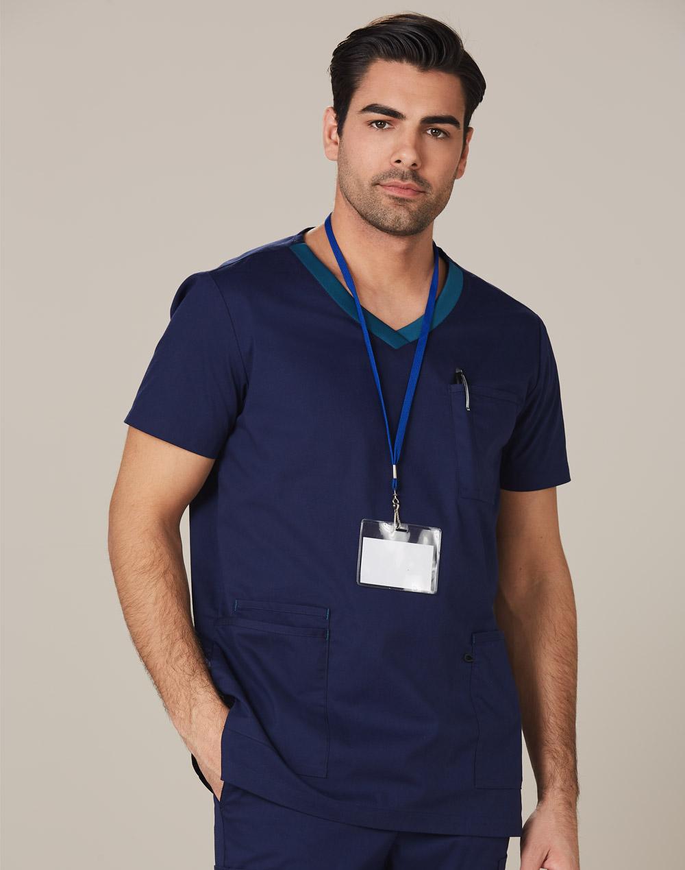 Benchmark Men's Contrast Colour S/S Scrub Top M7650