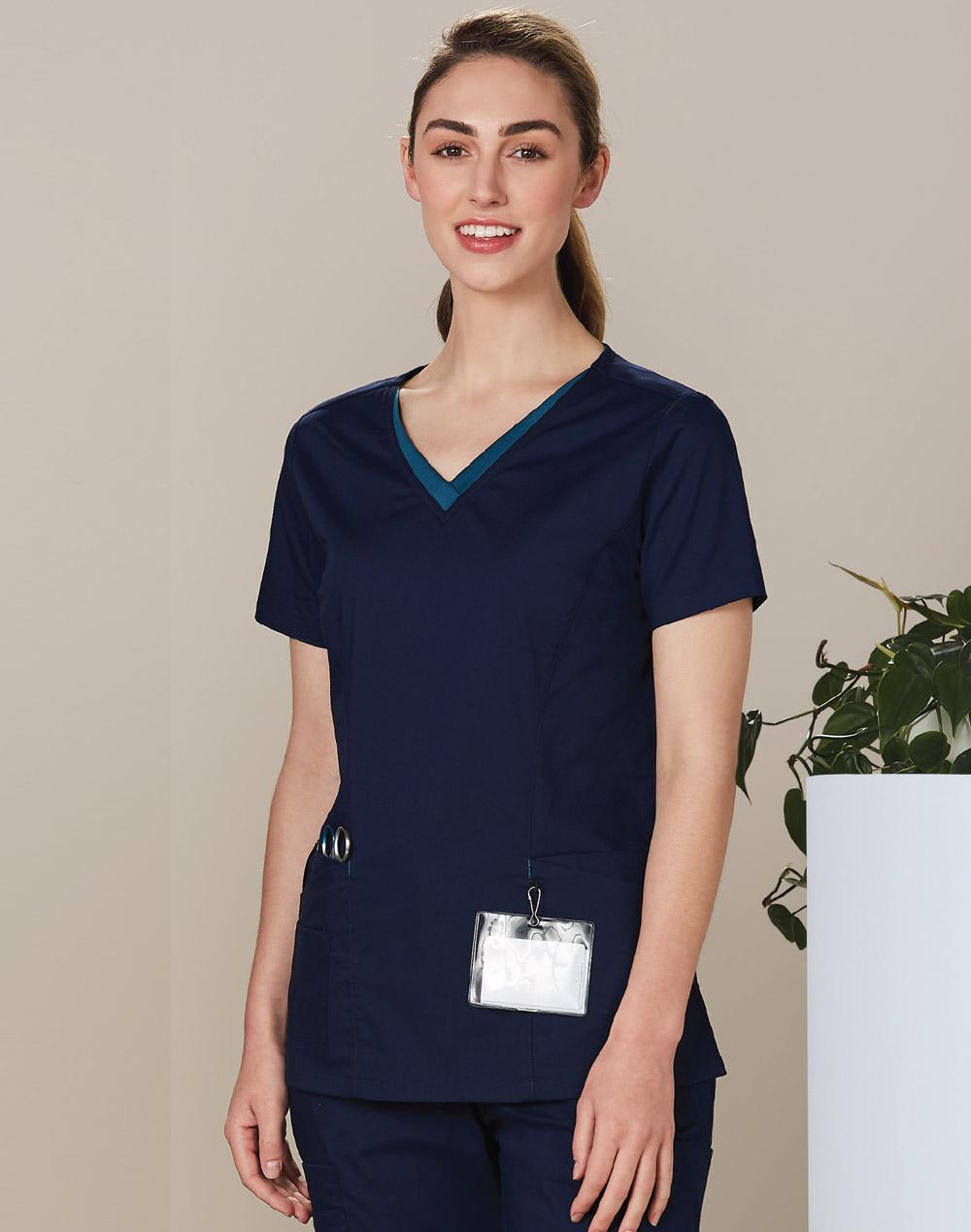 Benchmark Ladies' Contrast Colour S/S Scrub Top M7660