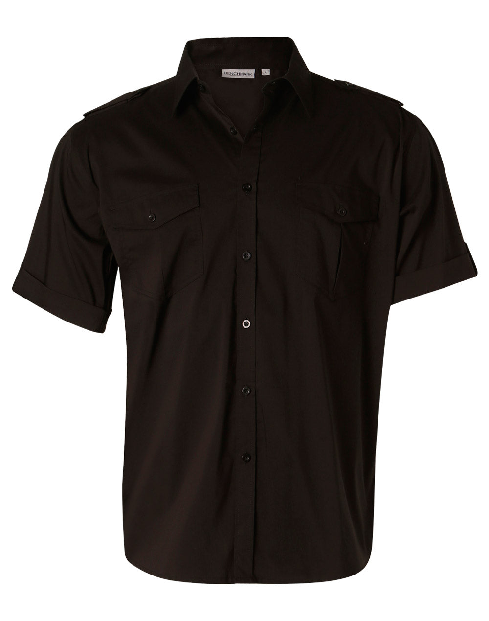 Men's Short Sleeve Military Shirt - M7911 - Black