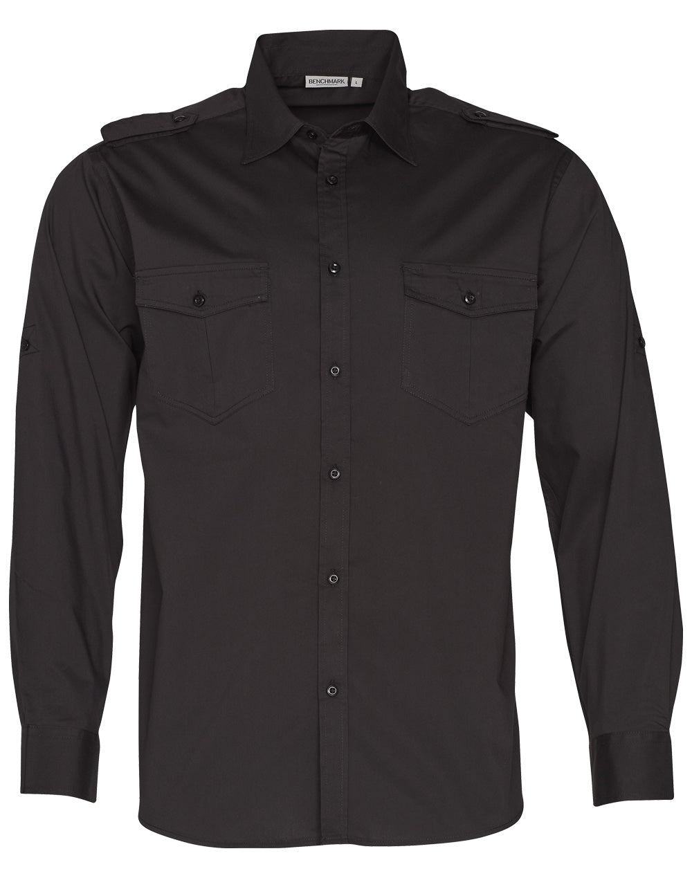 Men's Long Sleeve Military Shirt - M7912 - Black