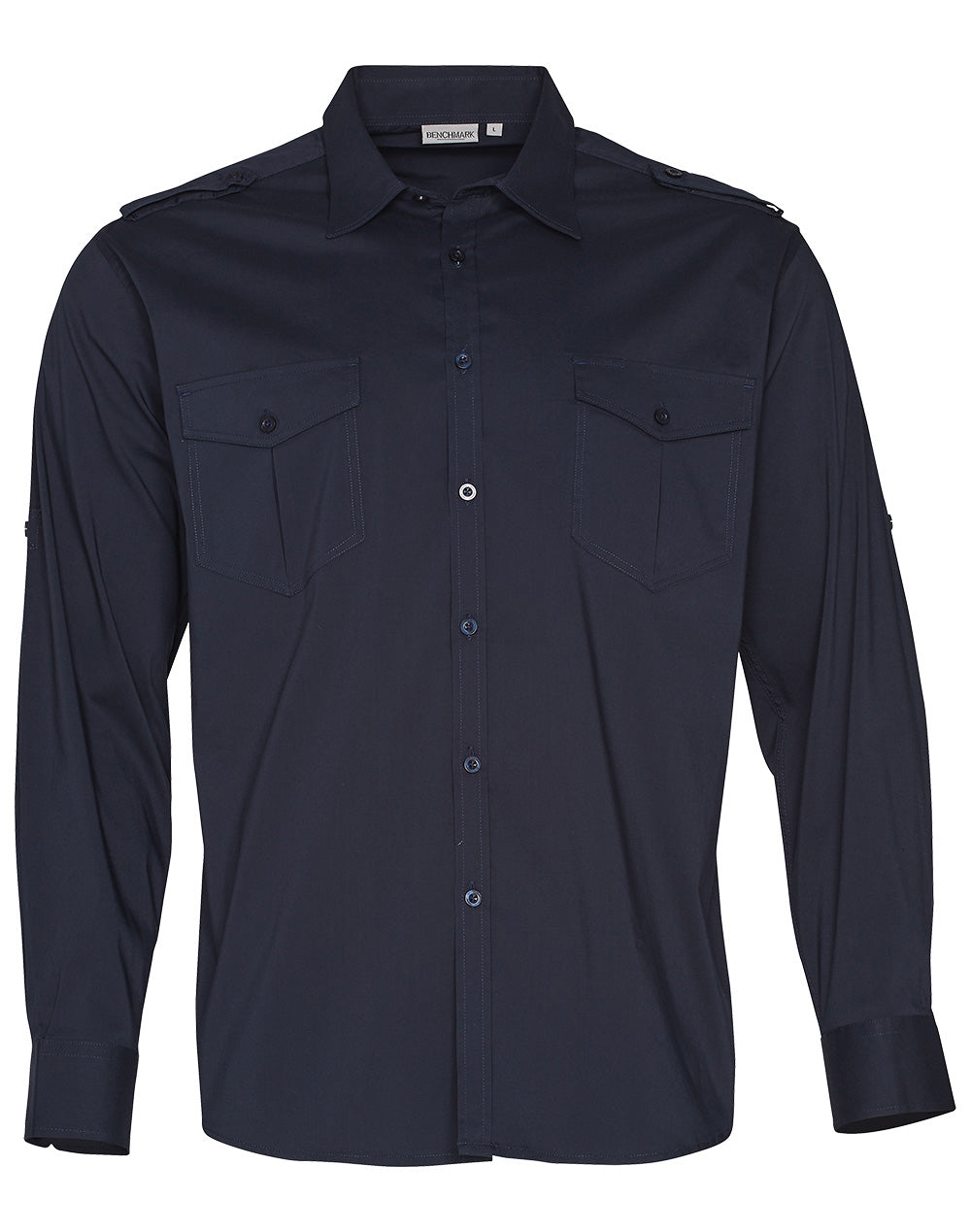 Men's Long Sleeve Military Shirt - M7912 - Navy