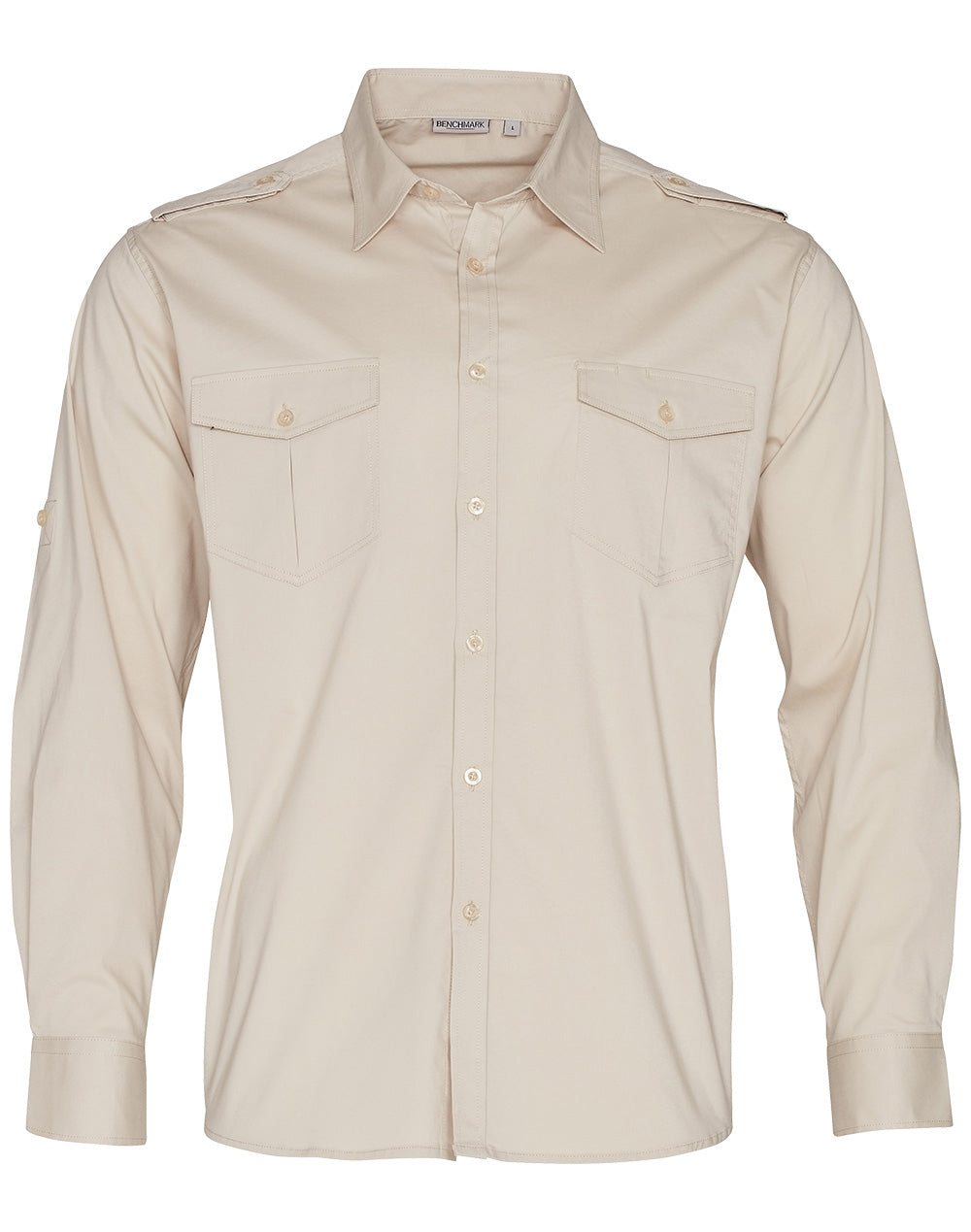 Men's Long Sleeve Military Shirt - M7912 - Sand