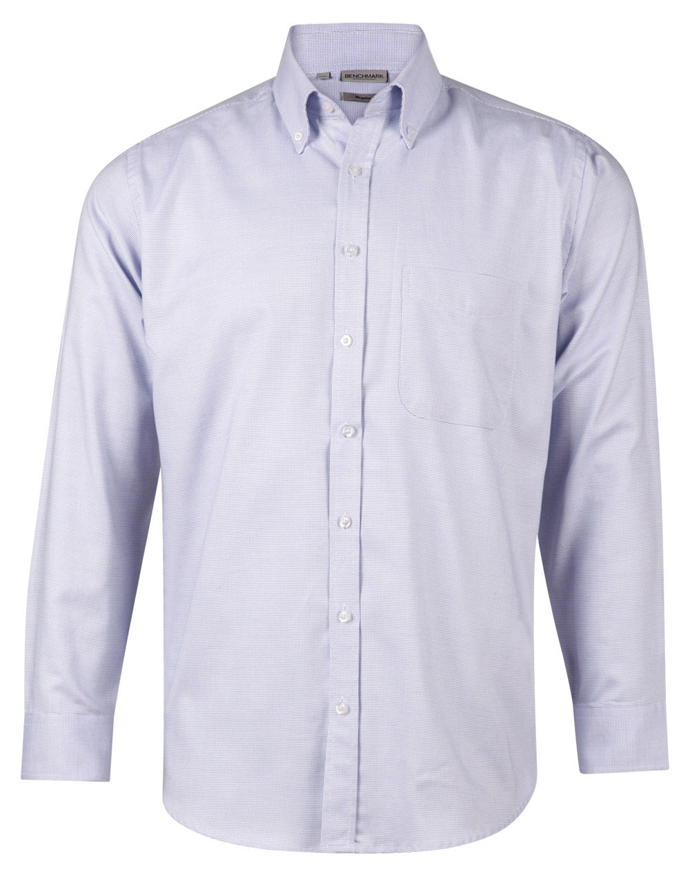 Men's Dot Contrast Long Sleeve Shirt - M7922 - White / Blue Dot