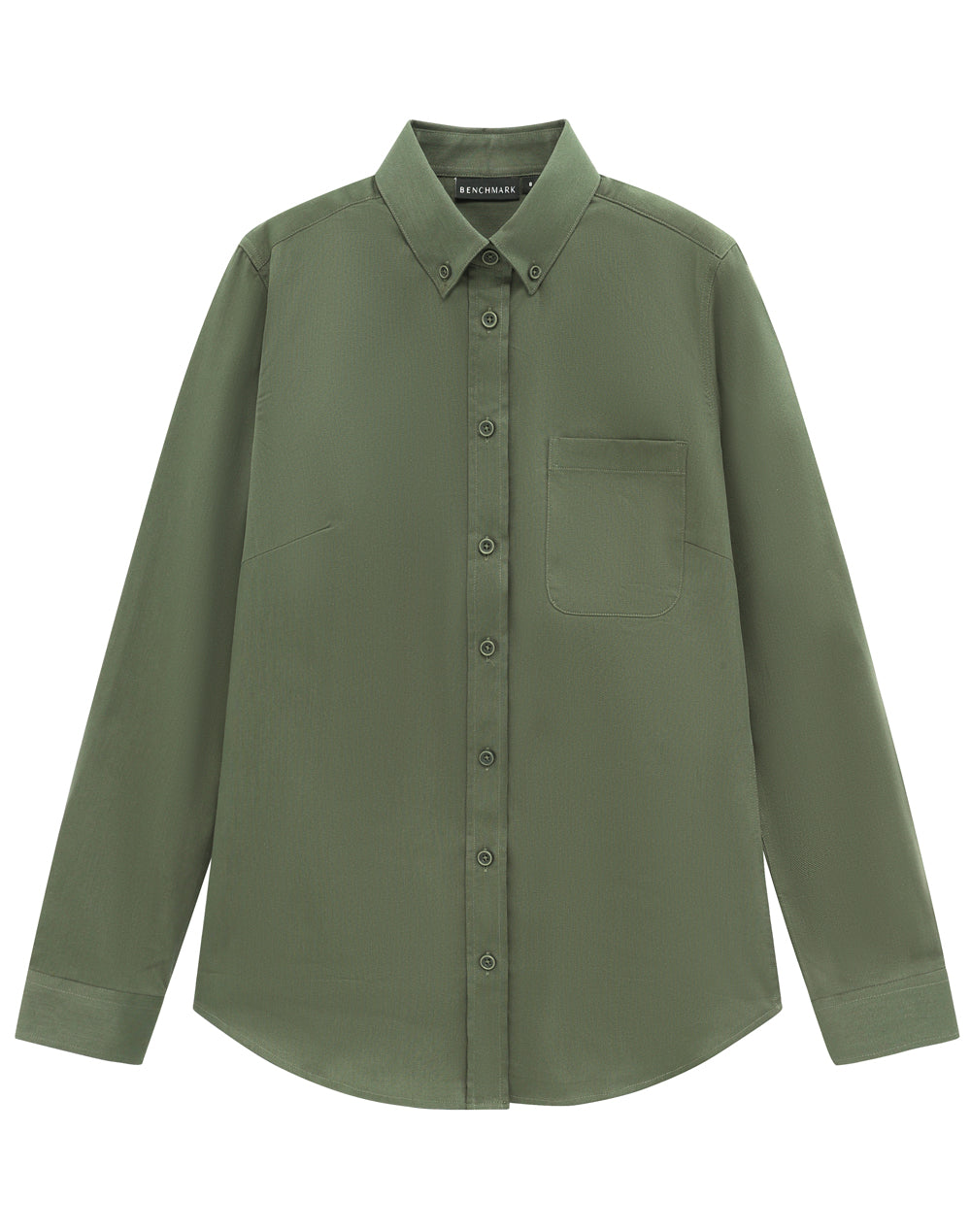 Womens Smart Casual Cotton Blend L/S Shirt - Army Green - View
