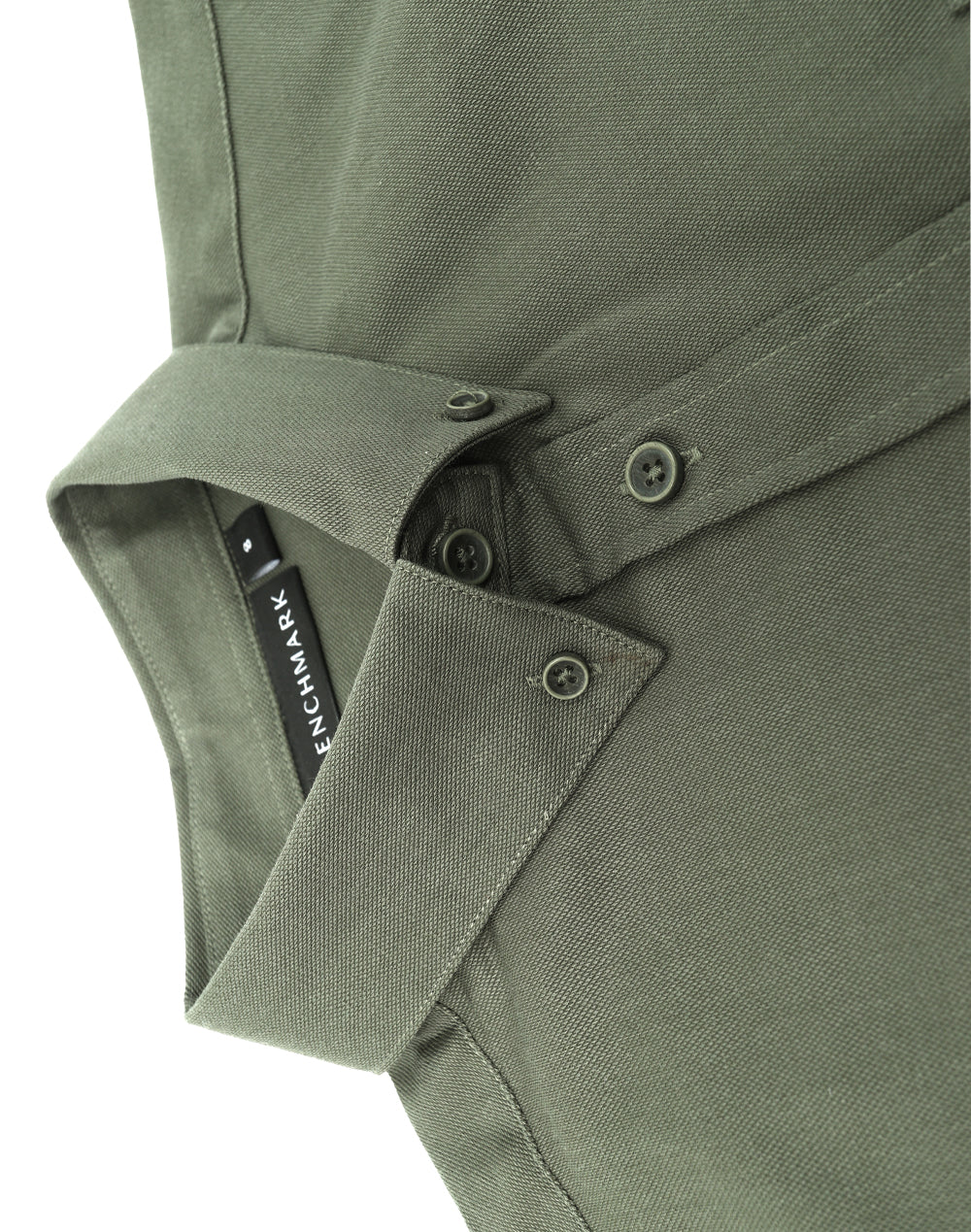 Womens Smart Casual Cotton Blend L/S Shirt - Army Green - View