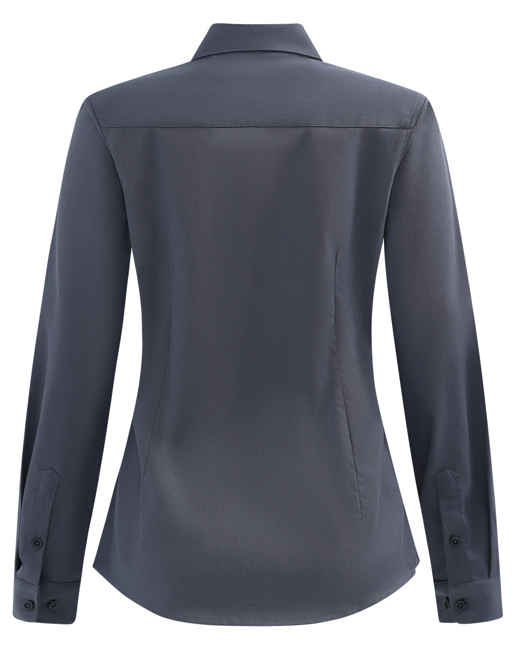 Womens Smart Casual Cotton Blend L/S Shirt - Storm Grey - Back