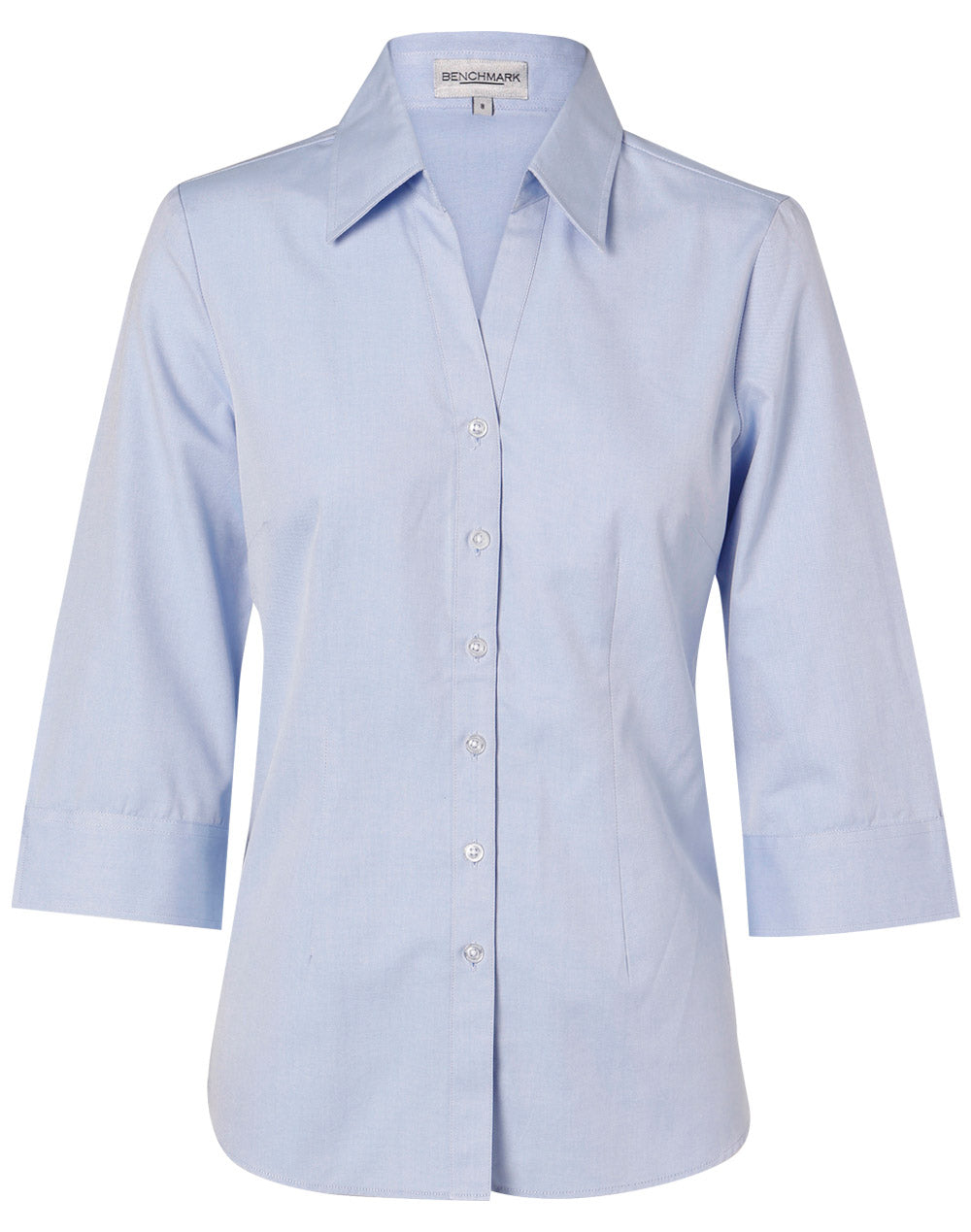 Women's Fine Chambray 3/4 Sleeve Shirt - M8013 - Blue