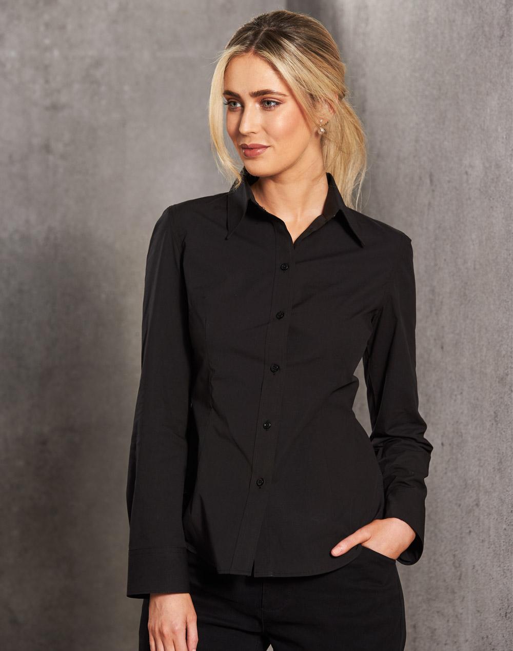 Benchmark Women's Cotton/Poly Stretch L/S Shirt M8020L