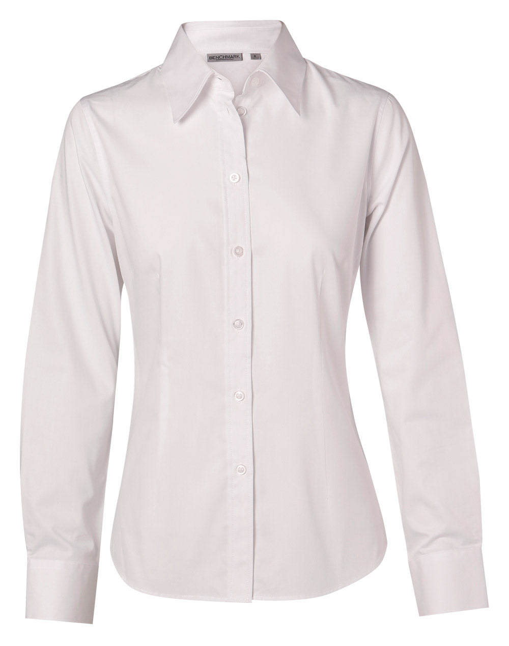 Women's Cotton/Poly Stretch L/S Shirt - M8020L - White