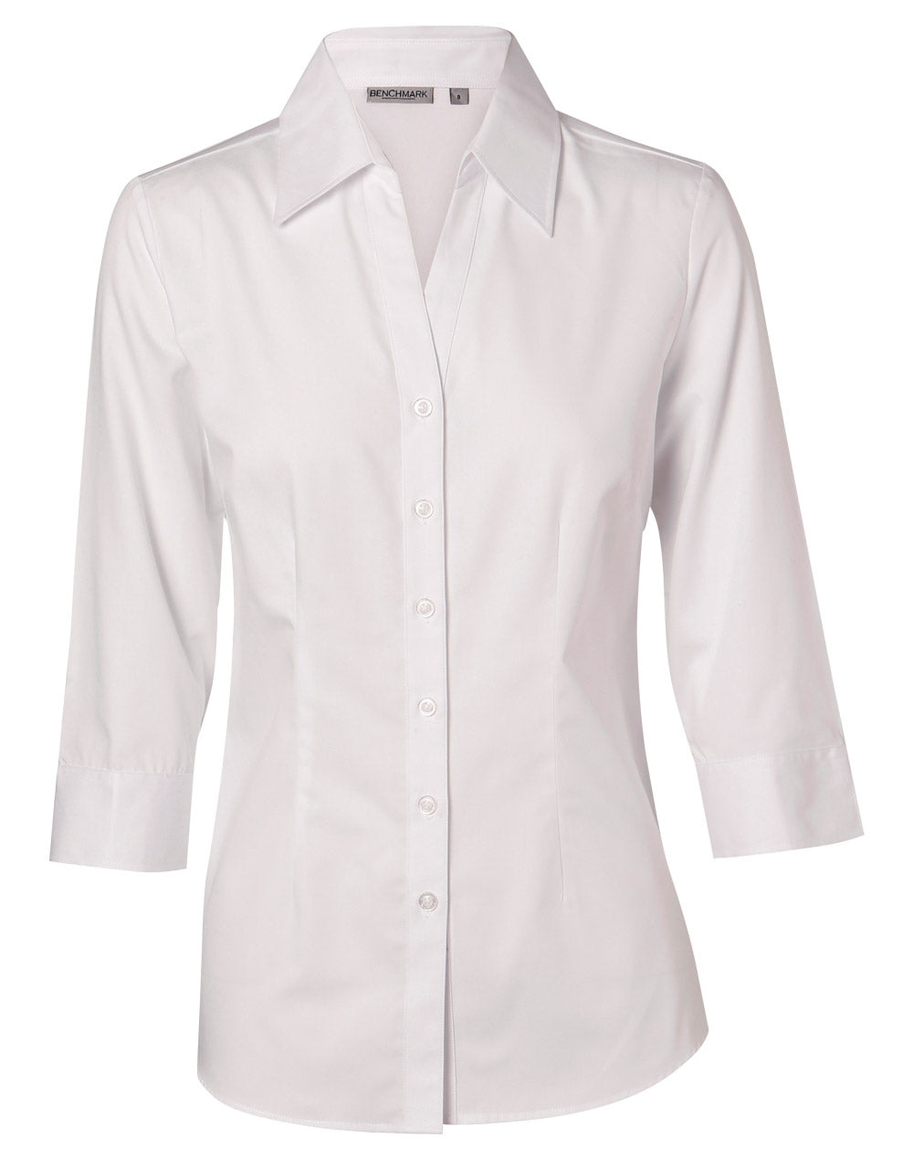 Women's Cotton/Poly Stretch 3/4 Sleeve Shirt - M8020Q - White