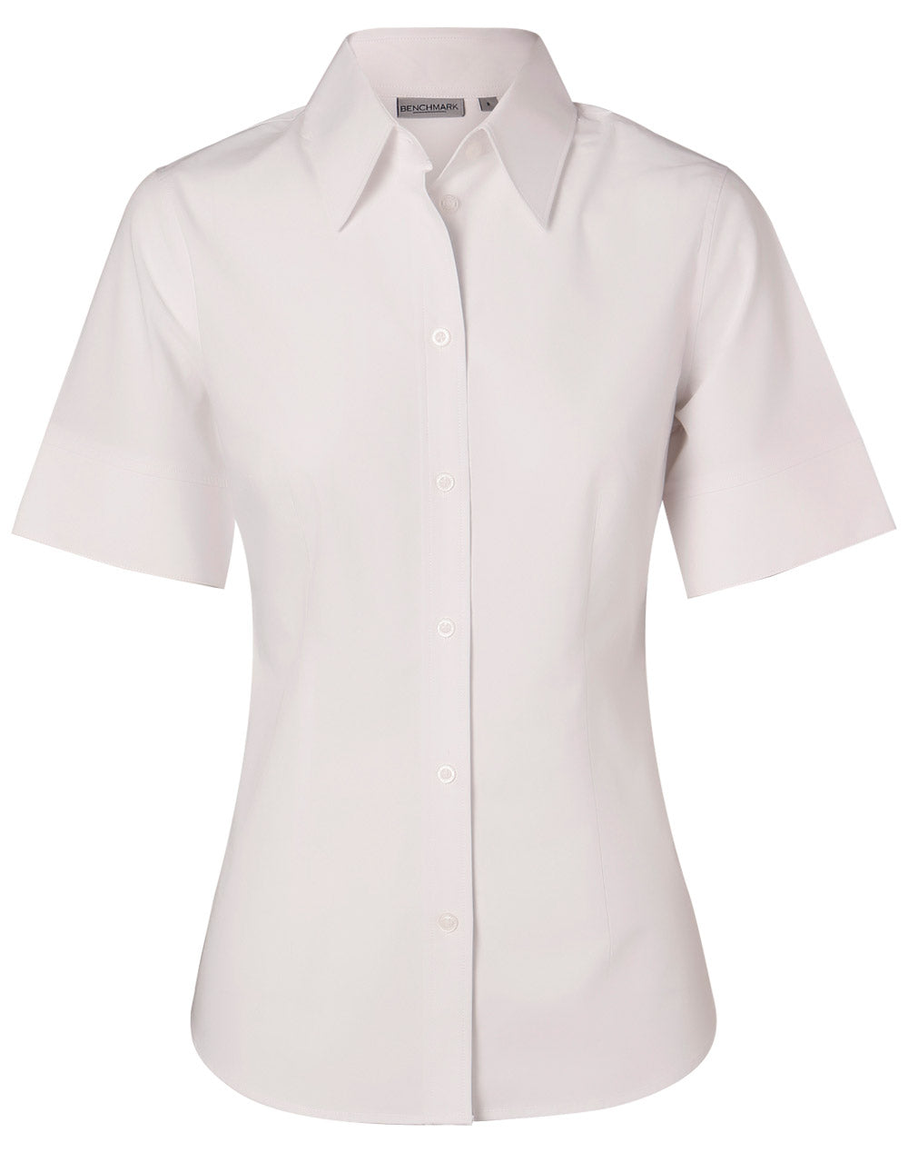 Women's Cotton/Poly Stretch S/S Shirt - M8020S - White