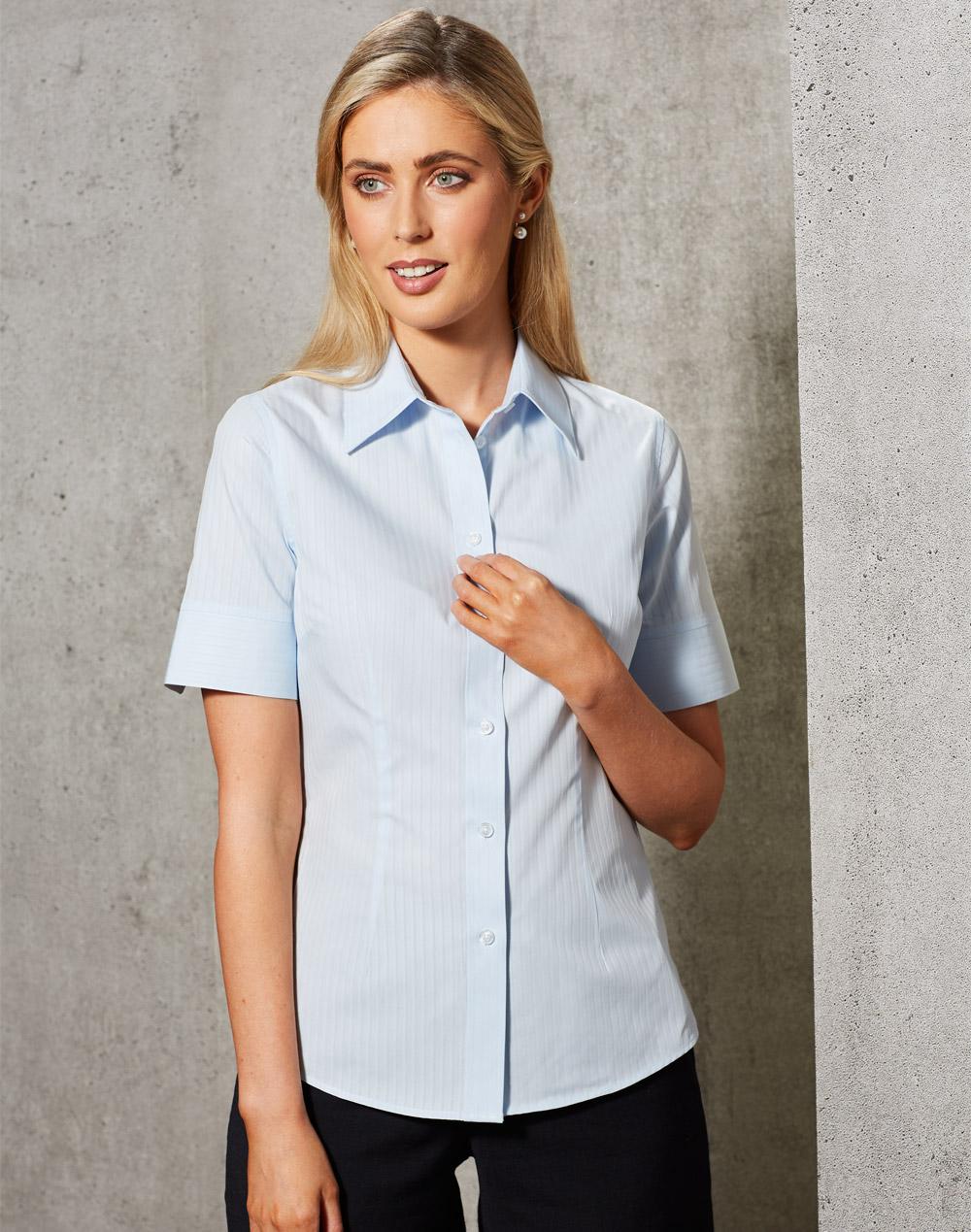 Benchmark Women's Self Stripe S/S Shirt M8100S
