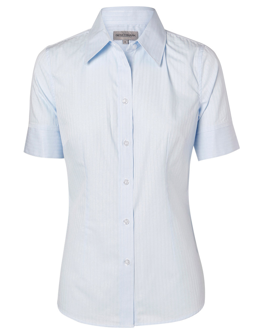 Women's Self Stripe S/S Shirt - M8100S - Pale Blue