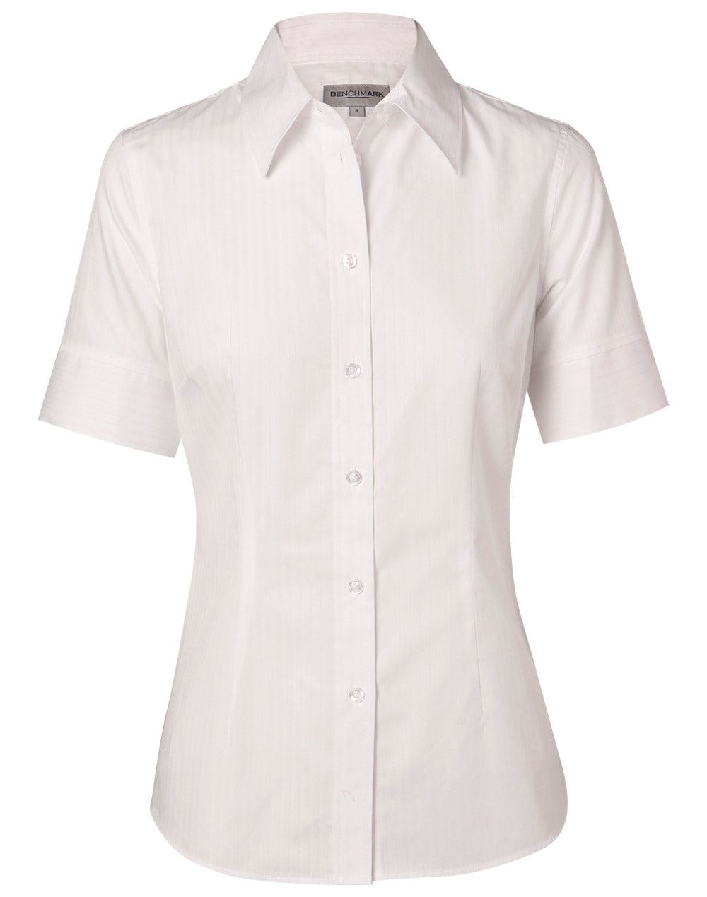 Women's Self Stripe S/S Shirt - M8100S - White