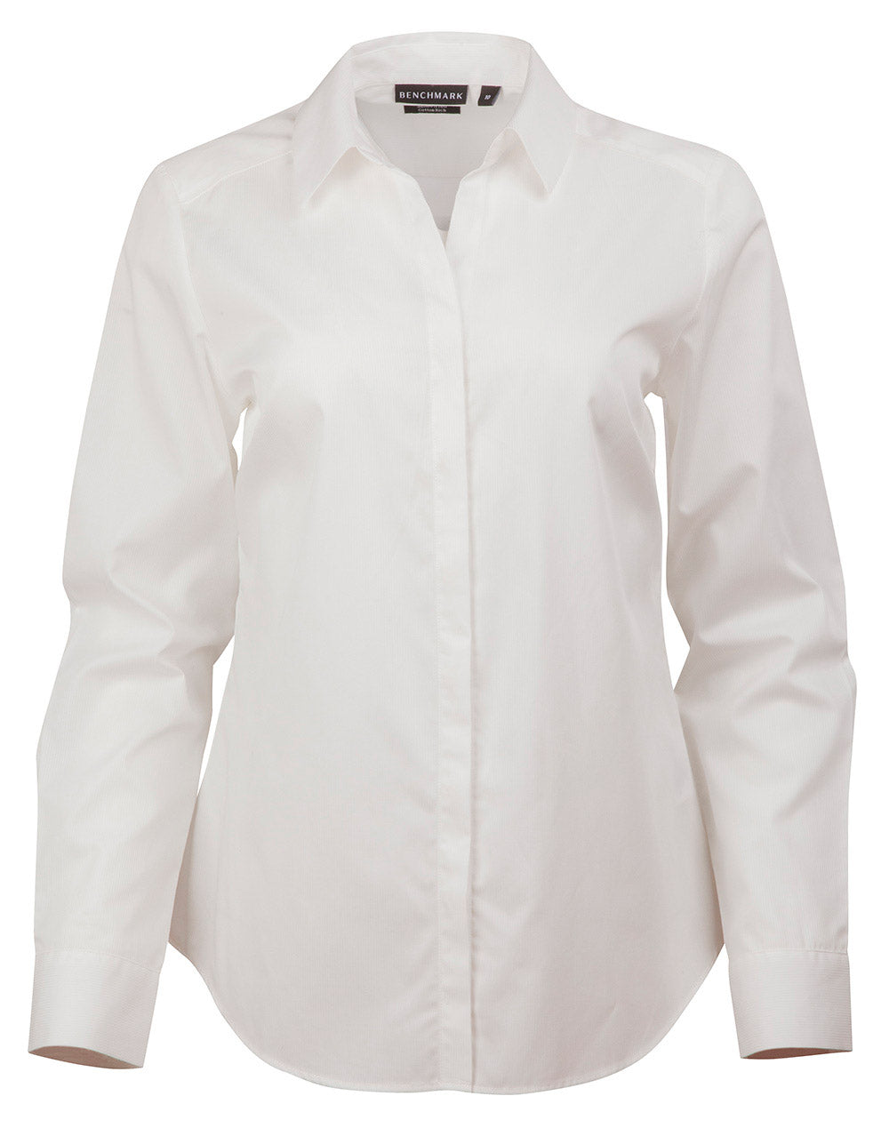 Ladies' Dobby Striped Taped L/S Shirt - M8110L - White