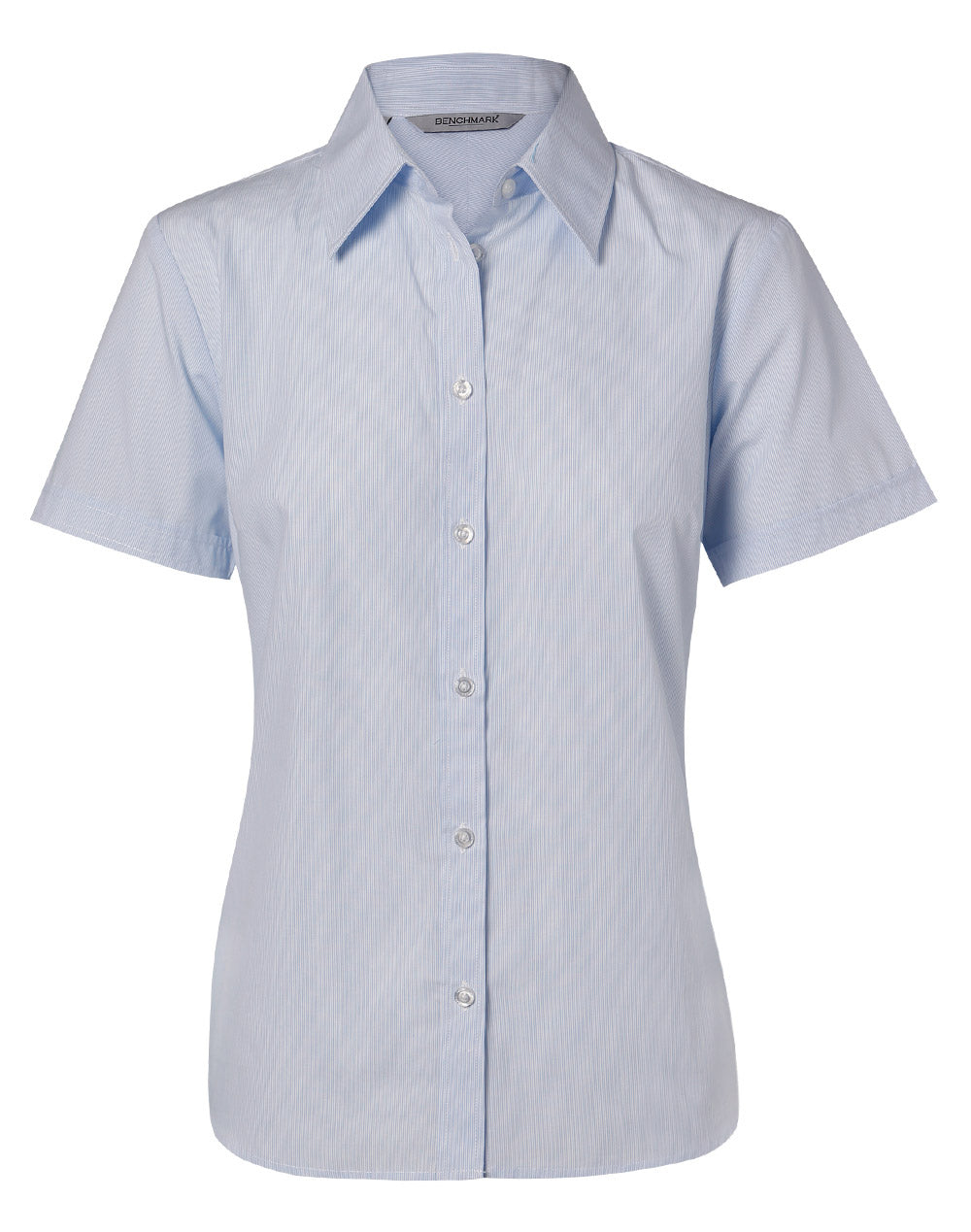 Women's Fine Stripe S/S Shirt - M8211 - Pale Blue