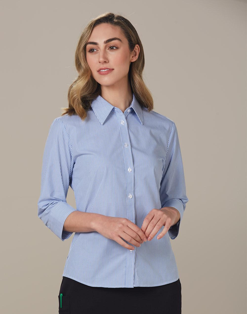 Benchmark Women's Balance Stripe 3/4 Sleeve Shirt M8233