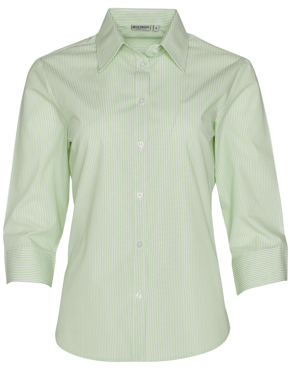 Women's Balance Stripe 3/4 Sleeve Shirt - M8233 - Mint / White