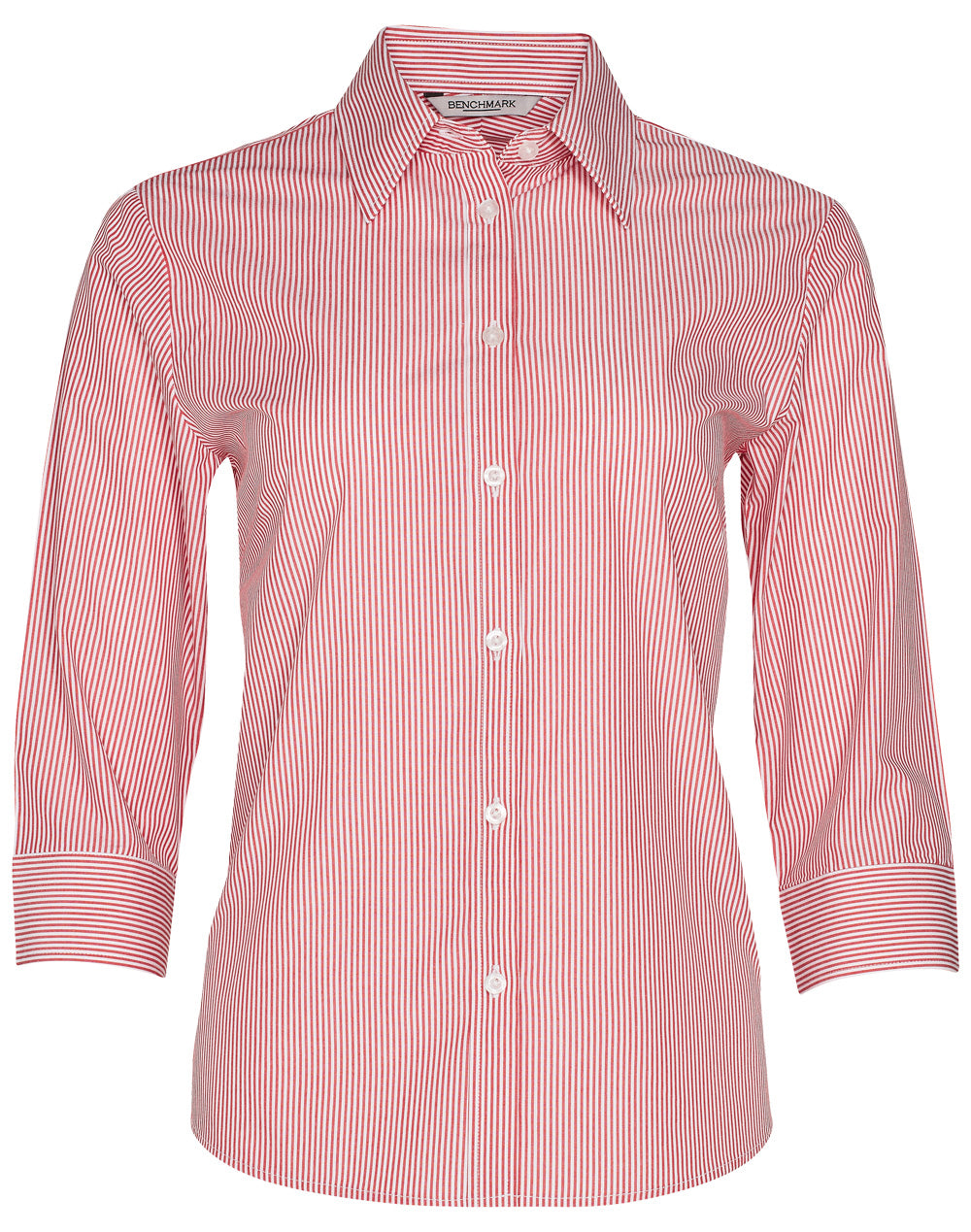 Women's Balance Stripe 3/4 Sleeve Shirt - M8233 - Red / White