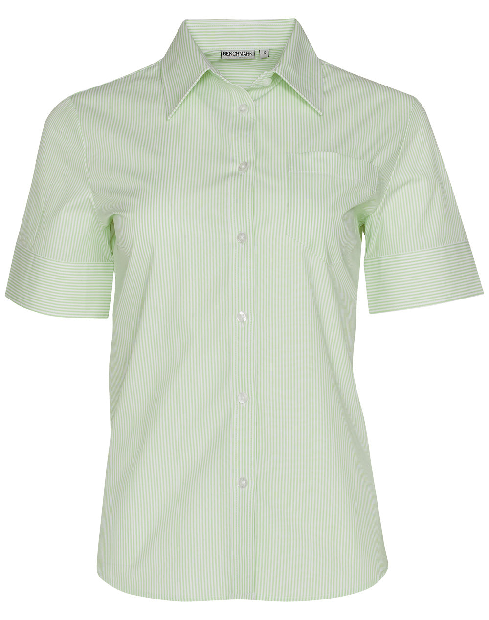 Women's Balance Stripe Short Sleeve Shirt - M8234 - Mint / White
