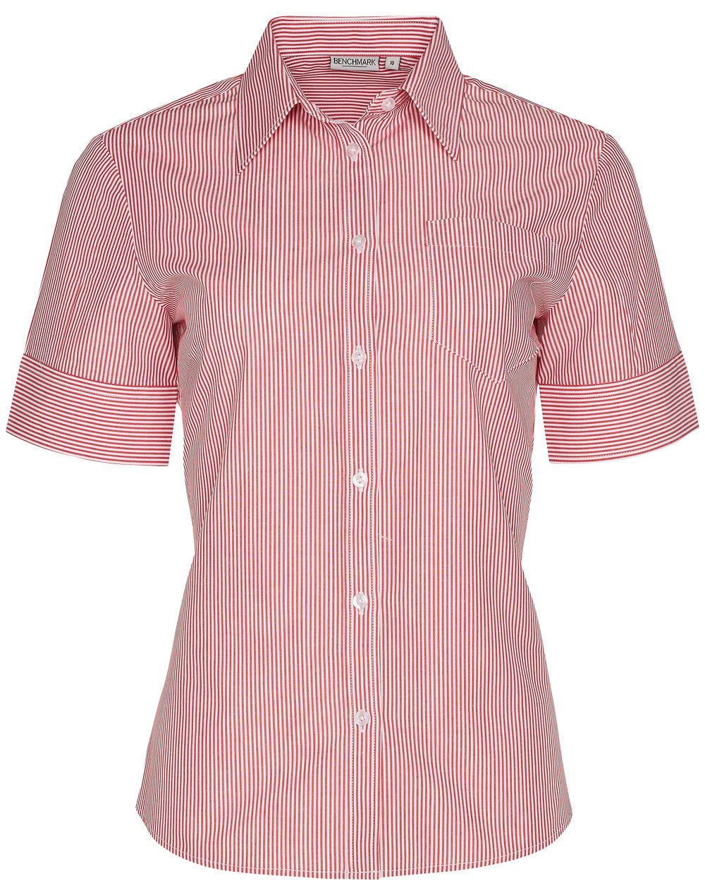 Women's Balance Stripe Short Sleeve Shirt - M8234 - Red / White
