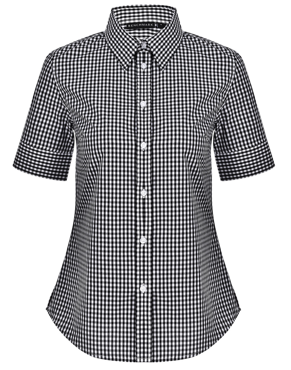 Women's Gingham Check S/S Shirt - M8300S - Black / White
