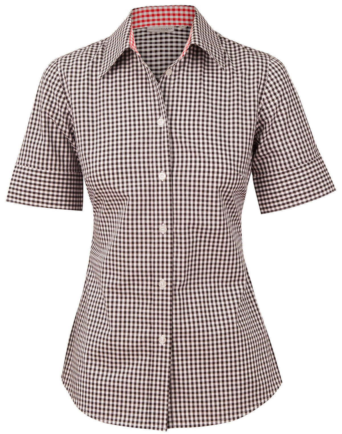 Women's Gingham Check S/S Shirt - M8330S - Black / White