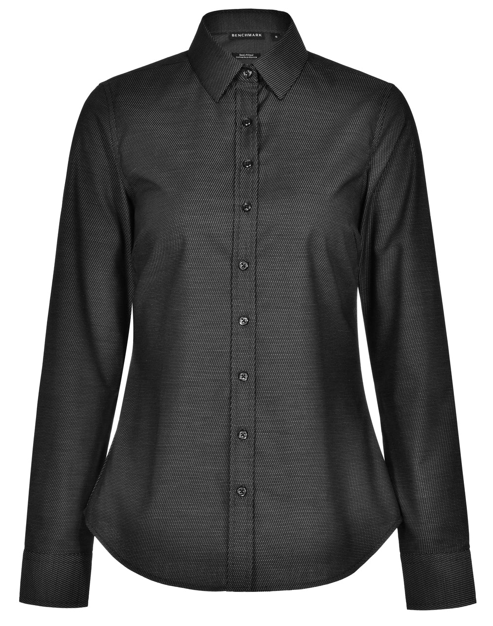 Ladies' Pin Dot Stretch L/S Shirt - M8400L - Black