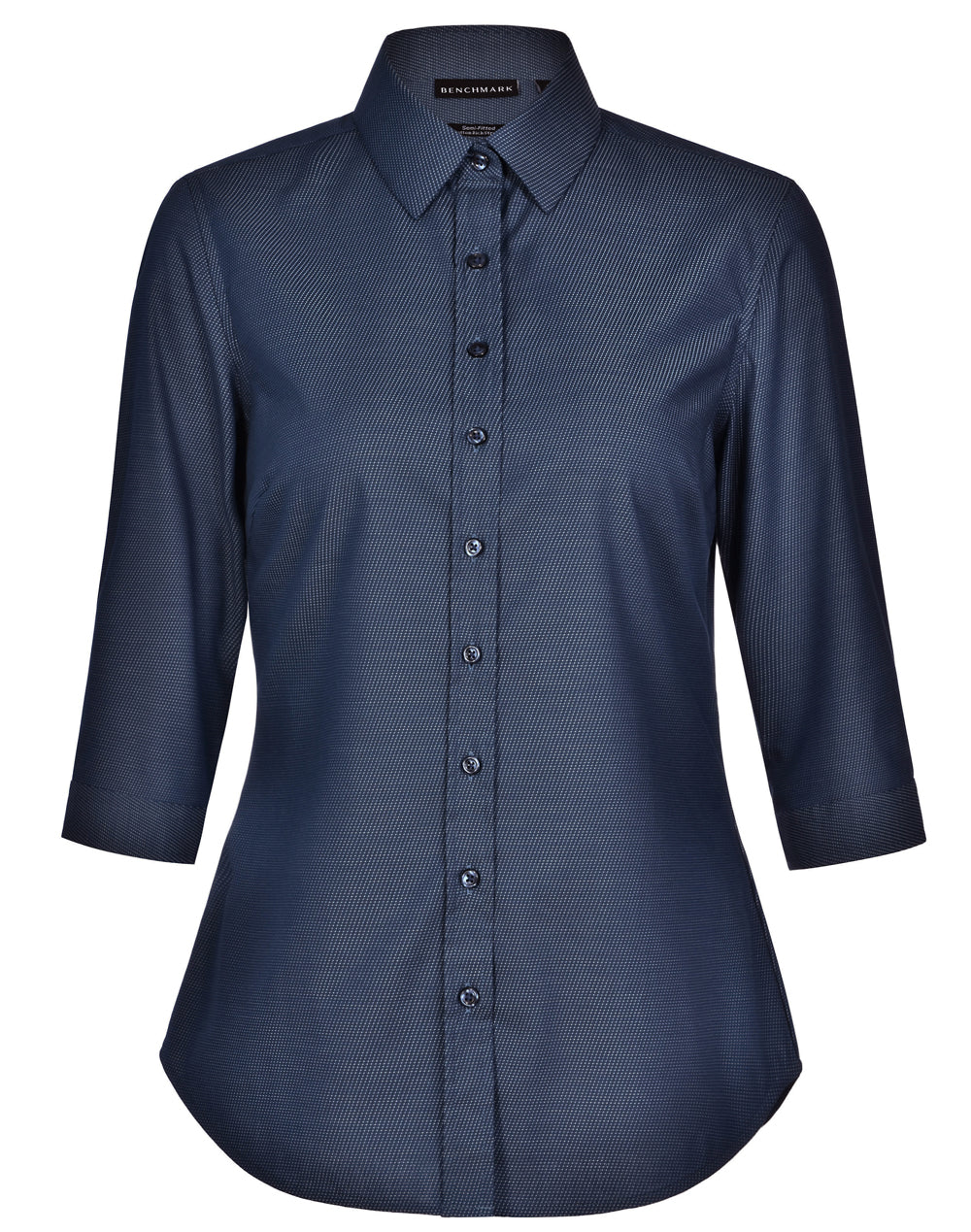 Ladies' Pin Dot Stretch 3/4 Sleeve Shirt - M8400Q - Navy
