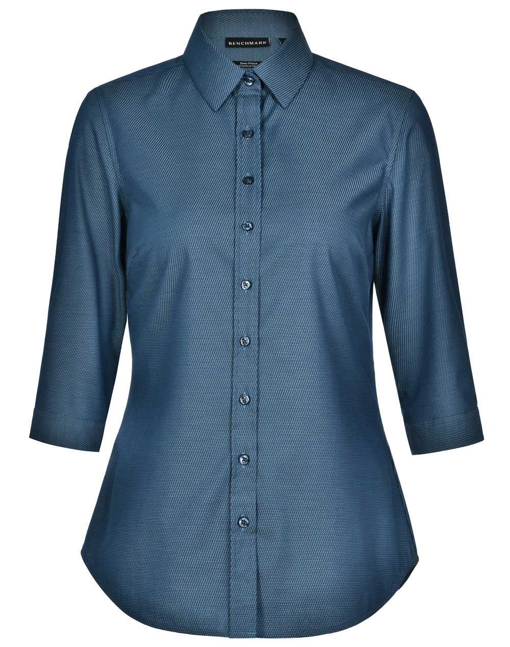 Ladies' Pin Dot Stretch 3/4 Sleeve Shirt - M8400Q - Ocean Blue