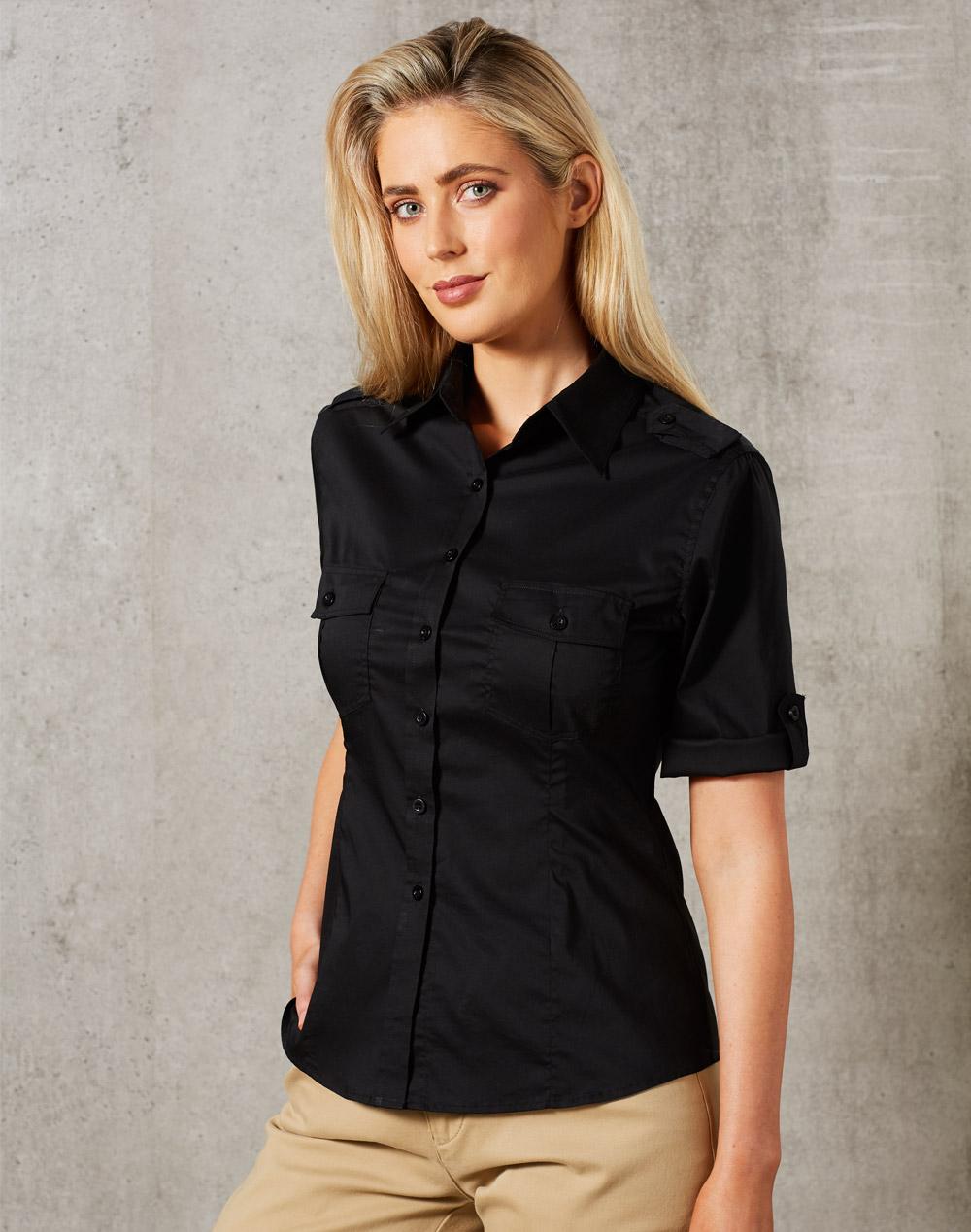 Benchmark Women's Short Sleeve Military Shirt M8911