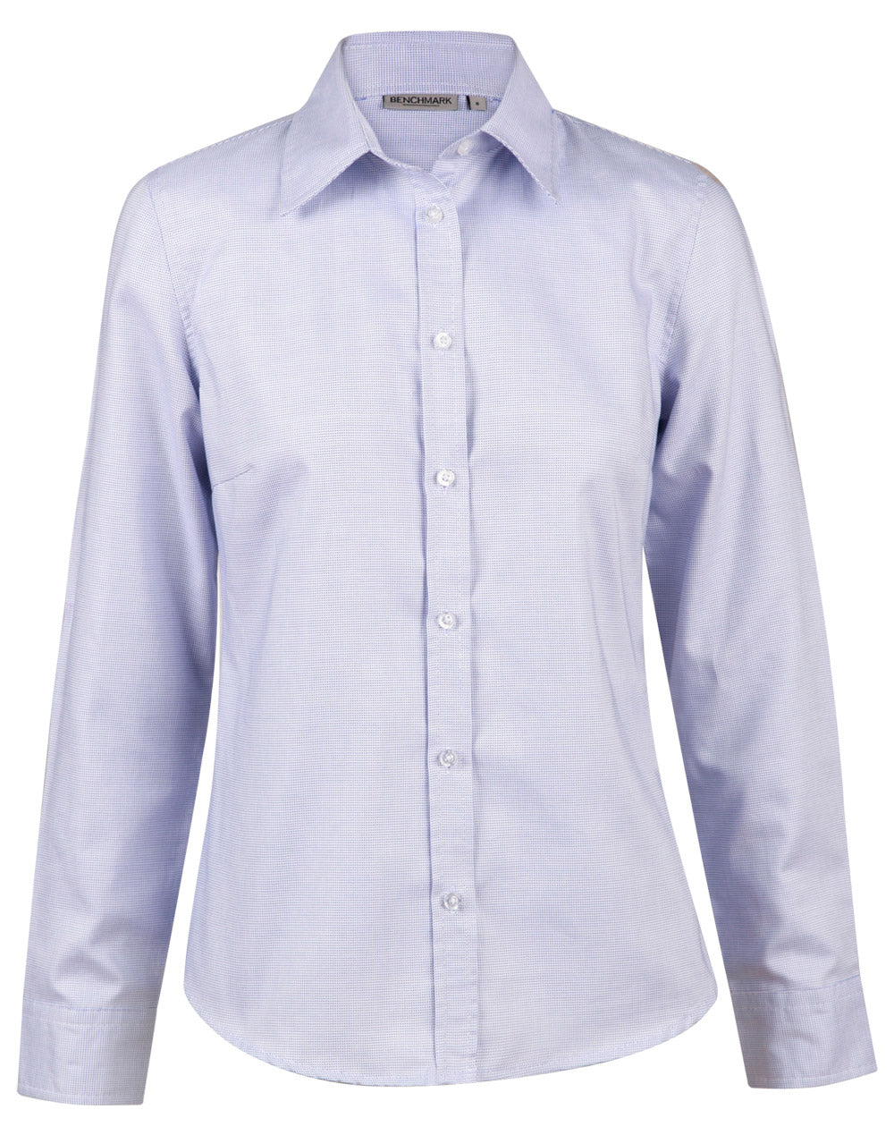 Ladies' Dot Contrast Long Sleeve Shirt - M8922 - White / Blue Dot