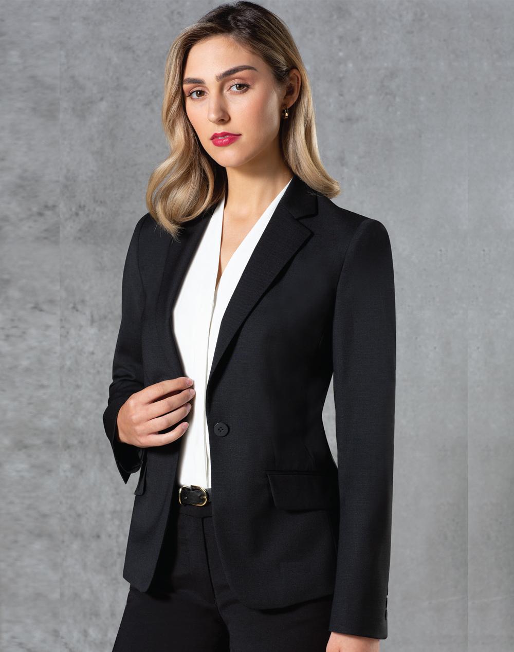 Benchmark Ladies' Wool Blend Stretch One Button Cropped Jacket M9201
