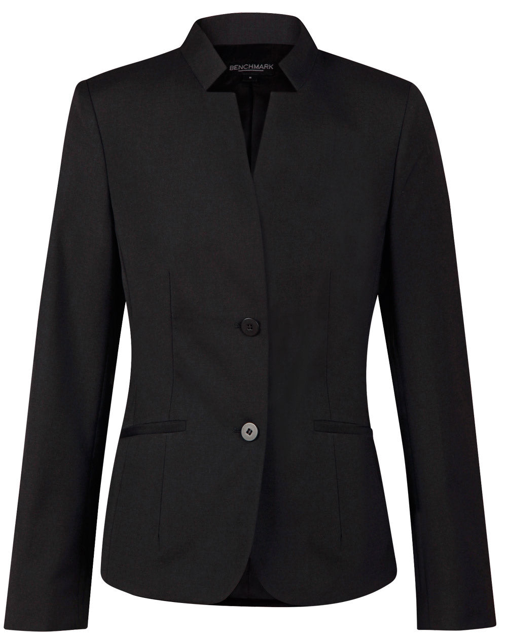Ladies' Wool Blend Stretch Reverse Lapel Jacket - M9202 - Black