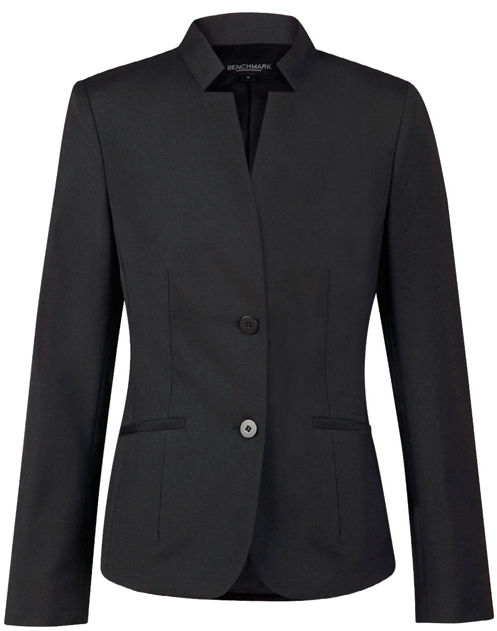 Ladies' Wool Blend Stretch Reverse Lapel Jacket - M9202 - Charcoal