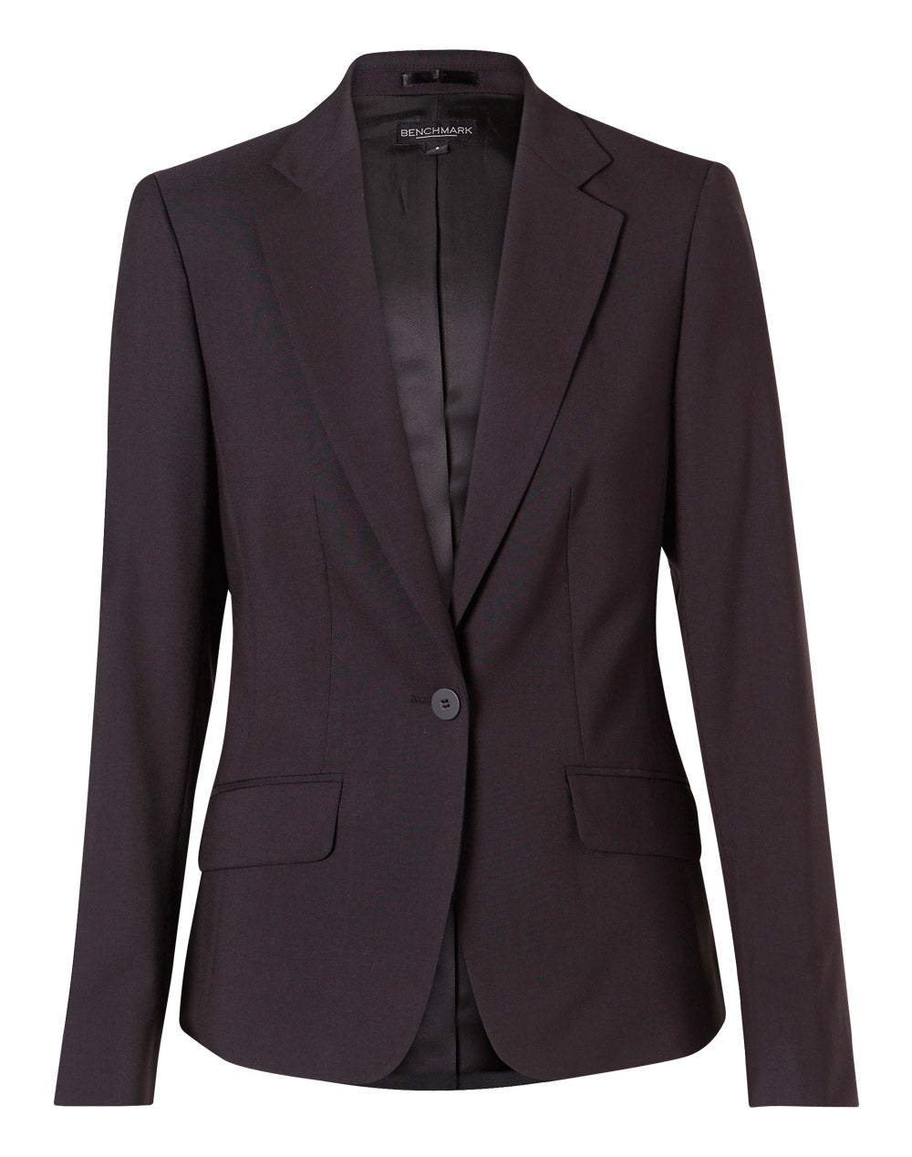 Women's One Button Cropped Jacket in Poly/Viscose Stretch - M9205 - Black