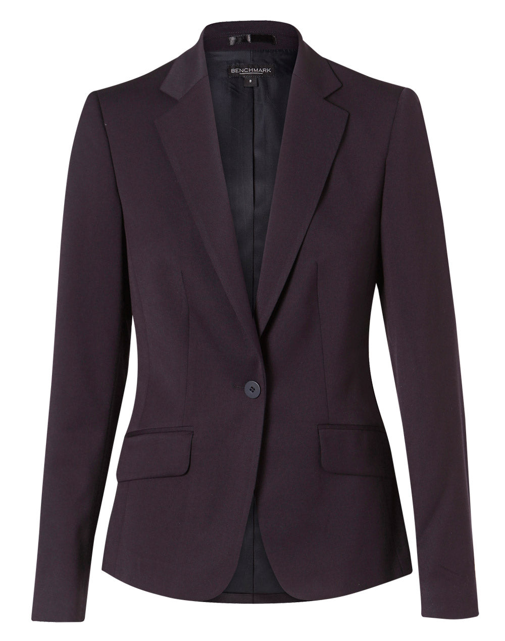 Women's One Button Cropped Jacket in Poly/Viscose Stretch - M9205 - Navy