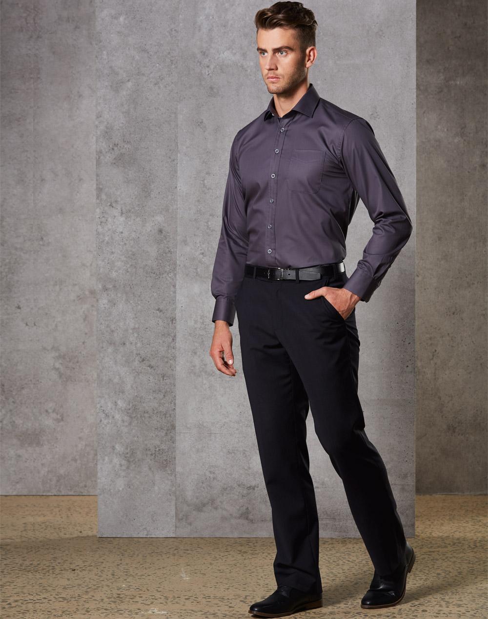 Benchmark Men's Wool Blend Stretch Flexi Waist Pants M9310